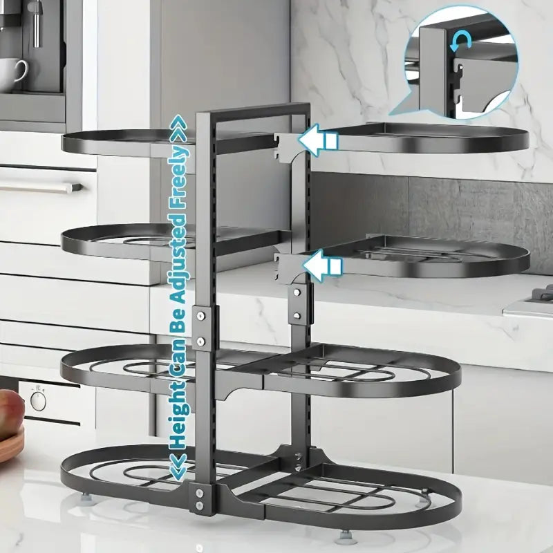 8-Tier Adjustable Pot Lid Organizer Rack Holder