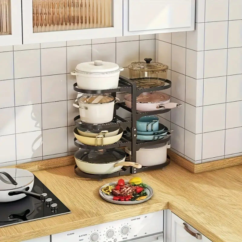 8-Tier Adjustable Pot Lid Organizer Rack Holder