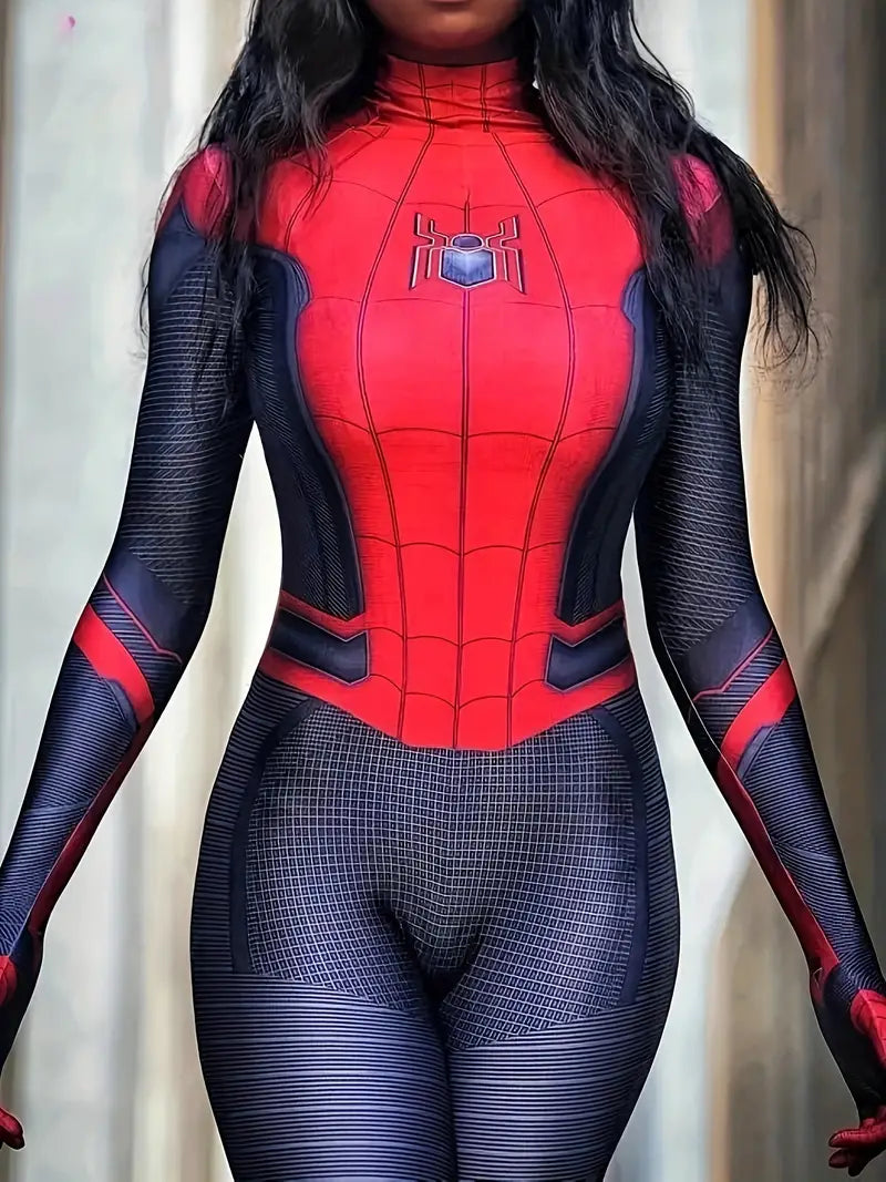 Authentic Licensed Marvel Heroes Red Spider-Man Full-Body Spandex Bodysuit