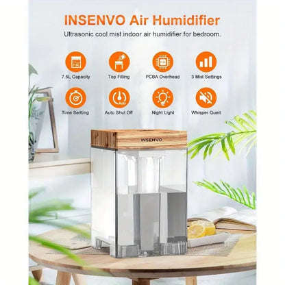 Anti-leak Design & Top Fill Humidifier 1.98 Gallon