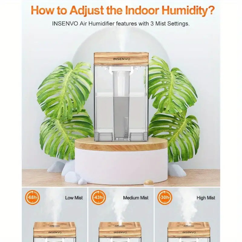 Anti-leak Design & Top Fill Humidifier 1.98 Gallon