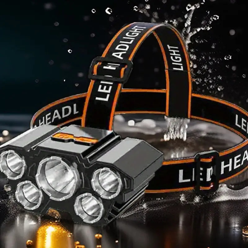 Rechargeable LED Headlight, High Brightness 5 LED Lamp Beads Headlamp