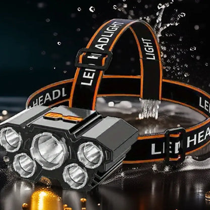 Rechargeable LED Headlight, High Brightness 5 LED Lamp Beads Headlamp