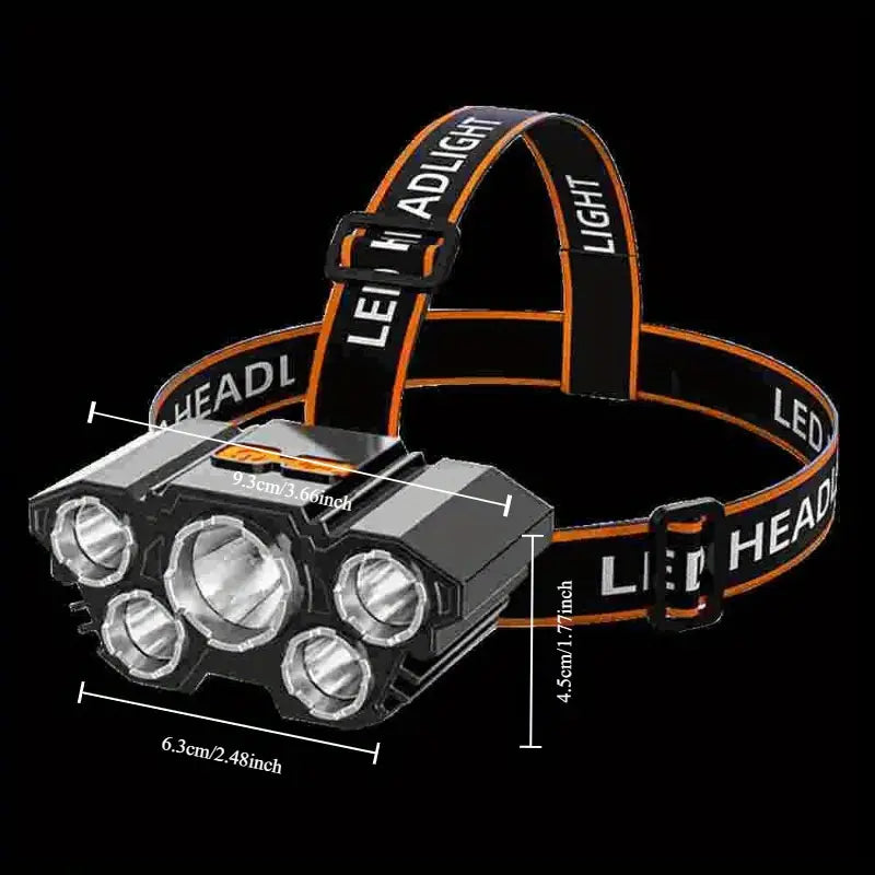 Rechargeable LED Headlight, High Brightness 5 LED Lamp Beads Headlamp