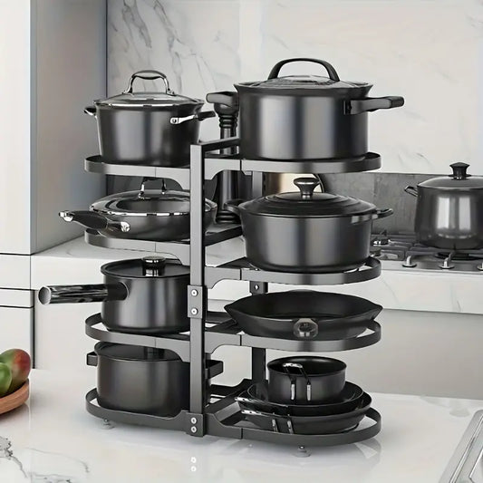 8-Tier Adjustable Pot Lid Organizer Rack Holder