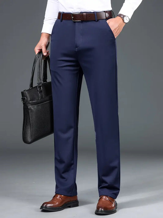 Classic Men's Straight Leg Solid Color Pants