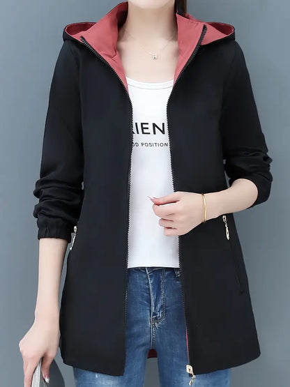 Cozy Long Sleeve Zip Up Hooded Jacket