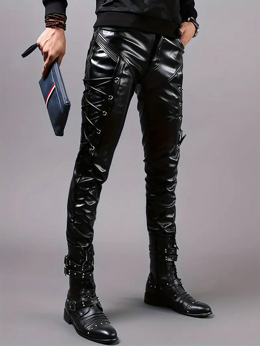 Autumn Winter Punk Street Skinny Fit PU Leather Long Pants