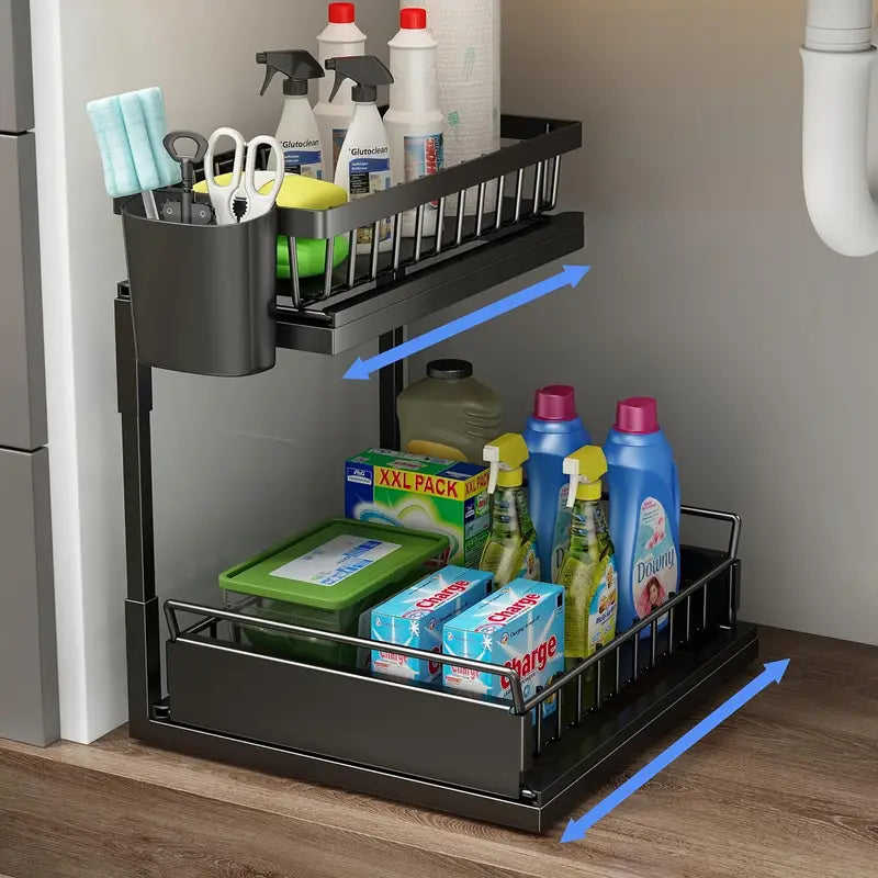 2-Tier Heavy Duty Pull-Out Cabinet Organizer